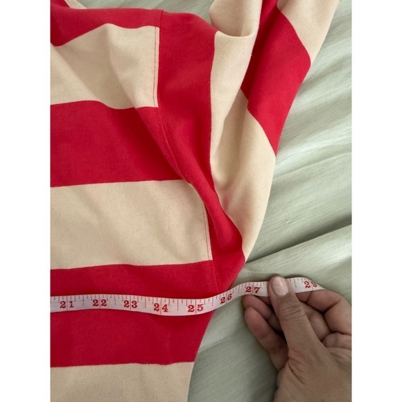 Wild Fable Striped Rugby Pullover Women's Boxy Cropped Preppy Red Tan - Picture 6 of 7